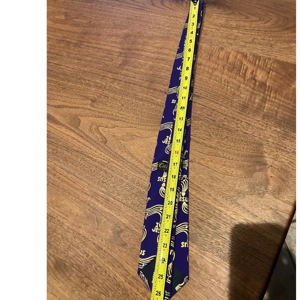City One Mens Purple Gold I Heart Jesus Music‎ Note Religious Necktie RN 98566